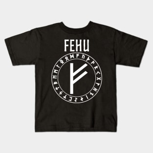 Fehu Norse Rune of Wealth and Prosperity Kids T-Shirt